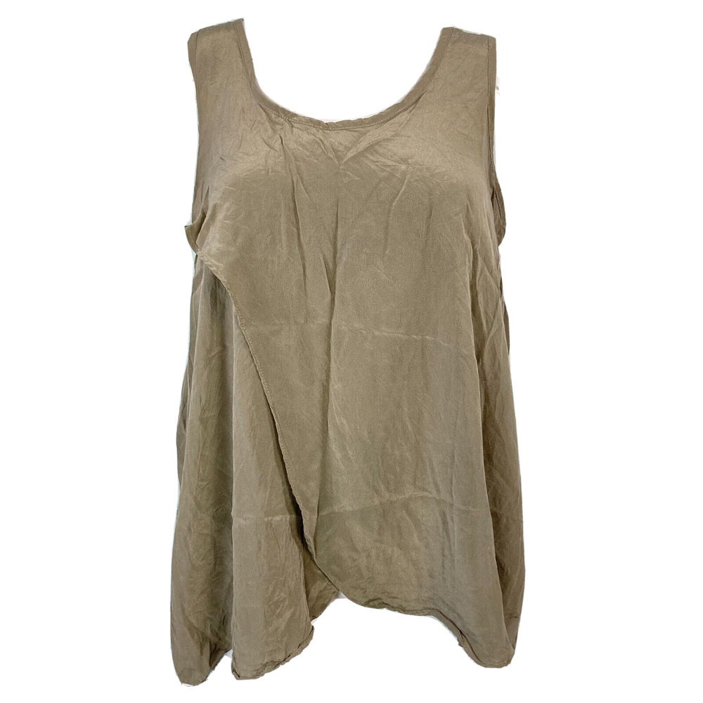 Kain Label Top Womens Sz M Beige Taupe Silk Sleeveless Wrap‎ Effect Tank Cami